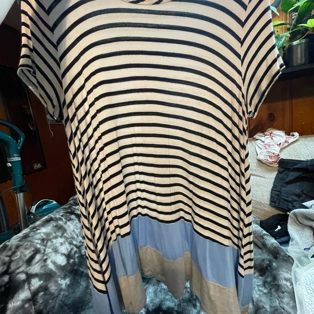 Striped Black and Blue Women's Top